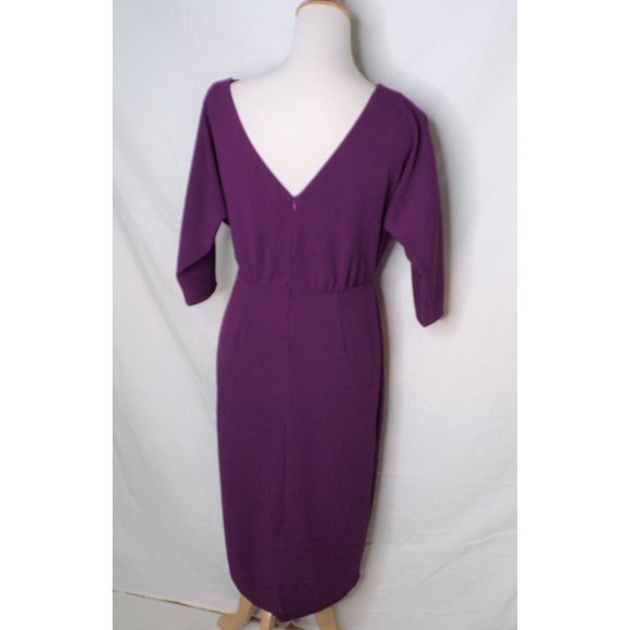 ALEXIA ADMOR Paris Dolman 3/4 Sleeve Sheath Dress Plum Medium NEW - Picture 7 of 9